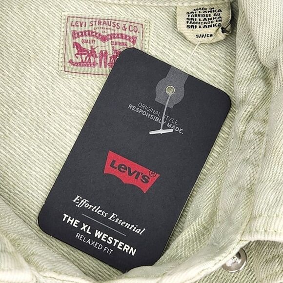 Levi's Dorsey XL  Denim Jean Shirt Western Relaxed Fit Small Meadow Mist Green - Picture 4 of 9